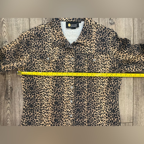 Christine Alexander XL Leopard Print Jacket w/ Rhinestones & Rhinestone Buttons - Picture 10 of 11